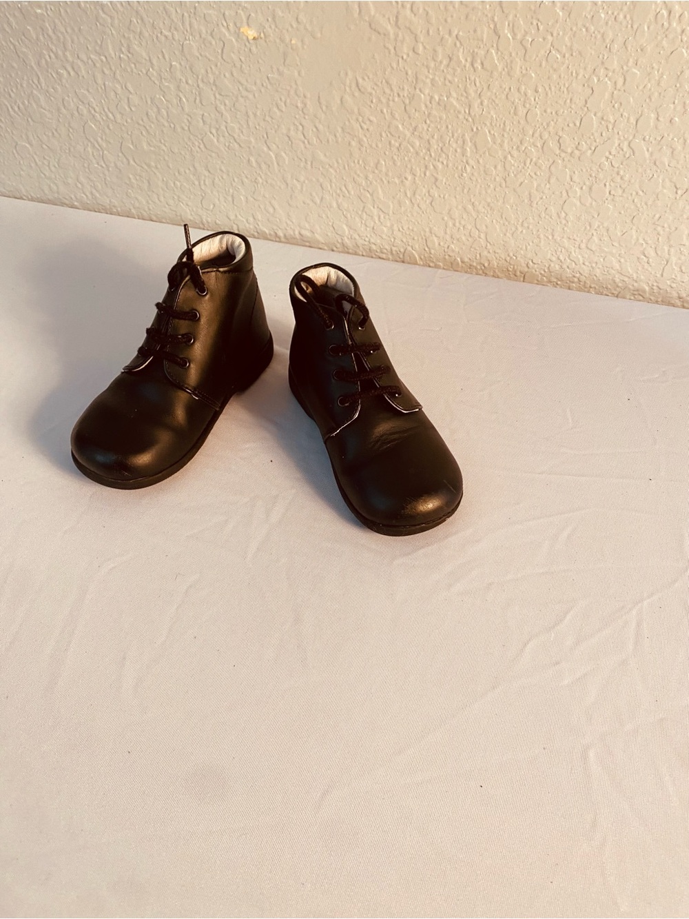 Kids Black Lace-Up Leather Boots